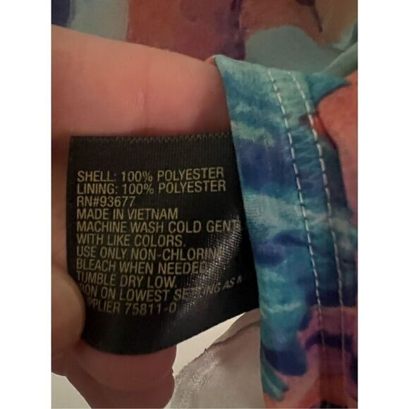 🇺🇸 Worthington bright ruffle floral tank Blouse with button back banded bottom - Picture 4 of 11